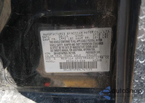 2013 Nissan Sentra S z USA, uszkodzony, nr VIN 3N1AB7AP8DL767125